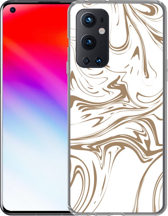 Telefoonhoesje Geschikt voor OnePlus 9 Pro hoesje - Marmer print - Bruin - Patronen - Siliconen Telefoonhoesje Telefoonhoesje