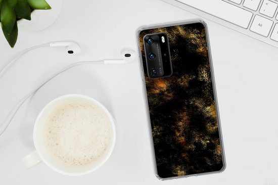 Coque Huawei P40 Pro - Or - Peinture - Abstrait - Zwart - Coque de téléphone en Siliconen