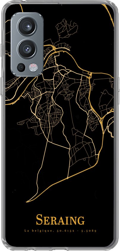 Coque OnePlus Nord 2 5G - Seraing - Carte - Or - Coque de téléphone en Siliconen