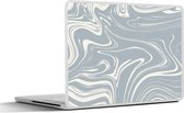 Laptop sticker - 15.6 inch - Marmer - Blauw - Geel - 36x27,5cm - Laptopstickers - Laptop skin - Cover