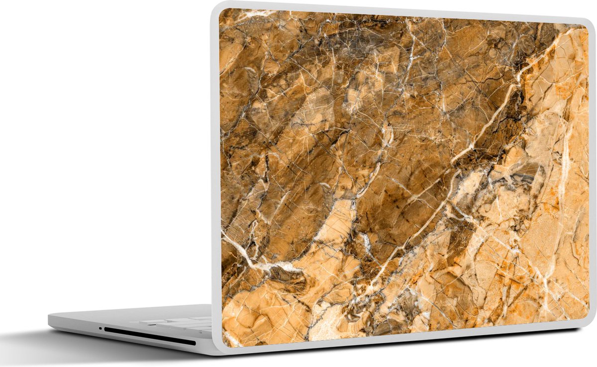 Laptop sticker - 10.1 inch - Keien - Geel - Graniet print - Wit - 25x18cm - Laptopstickers - Laptop skin - Cover