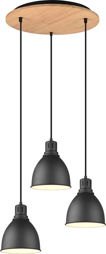 LED Hanglamp – Hangverlichting – Trion Handoll – E27 Fitting – 3-lichts – Rond – Mat Zwart – Aluminium – BES LED