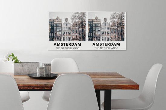 Toile Peinture Amsterdam - Nederland - Maisons - 80x40 cm - Décoration murale