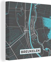 Canvas Schilderij Breukelen - Blauw - Stadskaart - Plattegrond - Kaart - 50x50 cm - Wanddecoratie