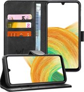 Hoesje geschikt voor Samsung Galaxy A33 - Book Case Leer Wallet Cover Portemonnee Pasjeshouder Hoes Zwart