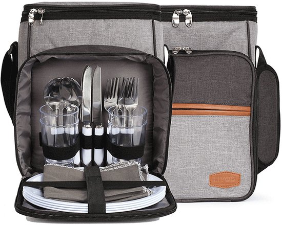 Picknickrucksack für 4 Personen mit Kühlfach Braun | Online Shop Europe