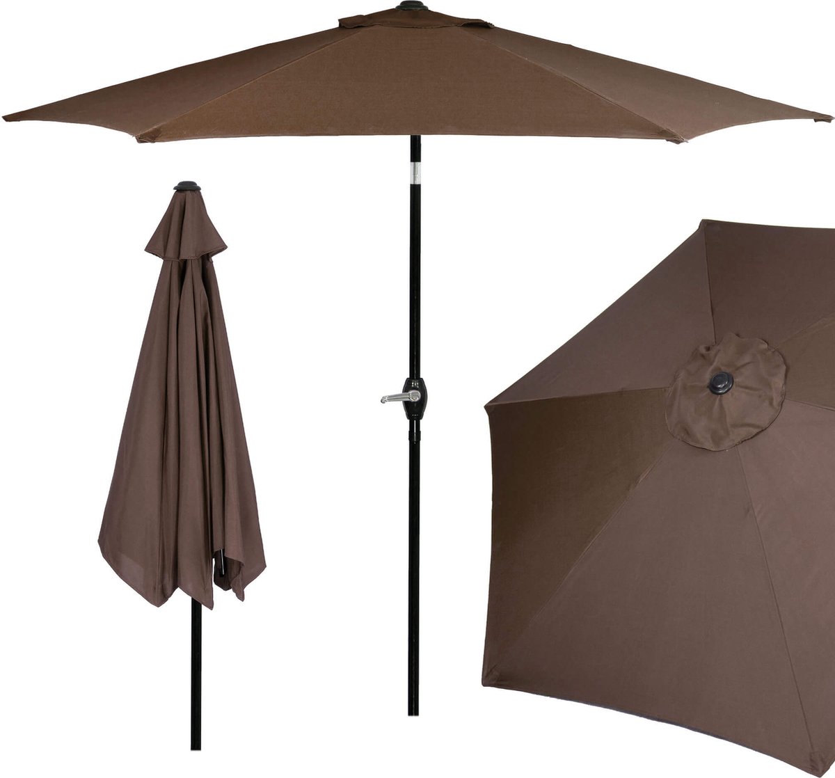 Springos Parasol | Parasols | Kantelbaar | Met ventilatie | Bruin | Ø 250 cm – foto 4