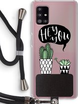 Case Company® - Samsung Galaxy A51 5G hoesje met Koord - Hey you cactus - Telefoonhoesje met Zwart Koord - Bescherming aan alle Kanten en Over de Schermrand