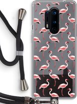 Case Company® - OnePlus 8 Pro hoesje met Koord - Flamingo - Telefoonhoesje met Zwart Koord - Bescherming aan alle Kanten en Over de Schermrand
