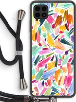 Case Company® - Samsung Galaxy A22 4G hoesje met Koord - Watercolor Brushstrokes - Telefoonhoesje met Zwart Koord - Bescherming aan alle Kanten en Over de Schermrand