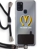 Case Company® - Samsung Galaxy A21s hoesje met Koord - I'm lovin' you - Telefoonhoesje met Zwart Koord - Bescherming aan alle Kanten en Over de Schermrand