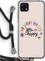 Case Company® - Samsung Galaxy A22 5G hoesje met Koord - Happy days - Telefoonhoesje met Zwart Koord - Bescherming aan alle Kanten en Over de Schermrand