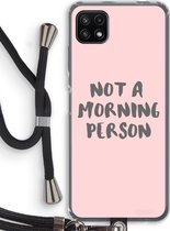 Case Company® - Samsung Galaxy A22 5G hoesje met Koord - Morning person - Telefoonhoesje met Zwart Koord - Bescherming aan alle Kanten en Over de Schermrand