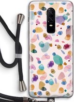 Case Company® - OnePlus 6 hoesje met Koord - Terrazzo Memphis - Telefoonhoesje met Zwart Koord - Bescherming aan alle Kanten en Over de Schermrand