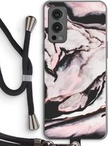Case Company® - OnePlus Nord 2 5G hoesje met Koord - Roze stroom - Telefoonhoesje met Zwart Koord - Bescherming aan alle Kanten en Over de Schermrand