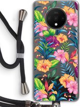 Case Company® - OnePlus 7T hoesje met Koord - Tropisch 2 - Telefoonhoesje met Zwart Koord - Bescherming aan alle Kanten en Over de Schermrand