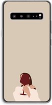 Case Company® - Samsung Galaxy S10 5G hoesje - I drink wine - Soft Cover Telefoonhoesje - Bescherming aan alle Kanten en Schermrand