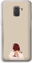 Case Company® - Samsung Galaxy A8 (2018) hoesje - I drink wine - Soft Cover Telefoonhoesje - Bescherming aan alle Kanten en Schermrand