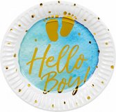 bordjes Hello Boy! jongens 18 cm papier wit/blauw 6 stuks