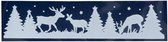 raamsticker herten en bomen 9,5 x 40 cm wit/donkerblauw
