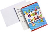 Uitnodiging Happy Birthday 9 x 14 cm 6 stuks