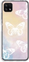 Case Company® - Samsung Galaxy A22 5G hoesje - White butterfly - Soft Cover Telefoonhoesje - Bescherming aan alle Kanten en Schermrand