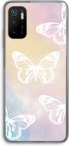 Case Company® - Xiaomi Poco M3 Pro 5G hoesje - White butterfly - Soft Cover Telefoonhoesje - Bescherming aan alle Kanten en Schermrand