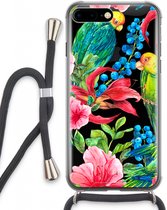 Case Company® - iPhone 8 Plus hoesje met Koord - Papegaaien - Telefoonhoesje met Zwart Koord - Extra Bescherming aan alle Kanten en Over de Schermrand