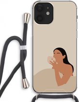 Case Company® - iPhone 12 hoesje met Koord - Fresh coffee - Telefoonhoesje met Zwart Koord - Extra Bescherming aan alle Kanten en Over de Schermrand