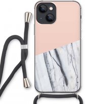 Case Company® - iPhone 13 mini hoesje met Koord - A touch of peach - Telefoonhoesje met Zwart Koord - Extra Bescherming aan alle Kanten en Over de Schermrand