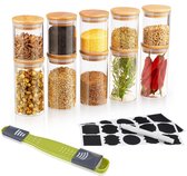 Voedsel Voorraadpotten 10 Stuks - Glazen Potjes Met Deksel - 250ml & 350ml Inhoud - Vershoudbakjes - Potten - Bamboe Deksels