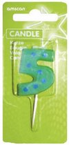 verjaardagskaars 5 - Dots & Stripes 7,6 cm groen/blauw