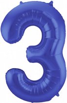 folieballon Cijfer 3 86 cm donkerblauw