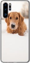 Geschikt voor Huawei P30 Pro hoesje - Hond - Sneeuw - Winter - Siliconen Telefoonhoesje