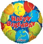 folieballon HBD Confetti 46 cm blauw/rood