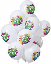 ballonnen Color Splash 80 Jaar 30 cm latex wit 12stuks