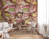 WallHaus - Bloemen Behang Monet - Rood - 300cm x 280cm