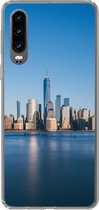 Geschikt voor Huawei P30 hoesje - New York - Skyline - Blauw - Siliconen Telefoonhoesje