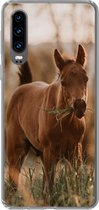 Geschikt voor Huawei P30 hoesje - Paard - Zon - Gras - Siliconen Telefoonhoesje