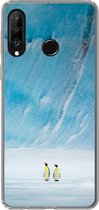 Geschikt voor Huawei P30 Lite hoesje - Twee keizerpinguïns voor een ijsberg - Siliconen Telefoonhoesje