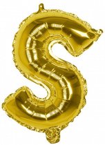 folieballon letter S 36 cm goud