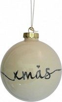 kerstbal Xmas 8 cm glas crÃ¨me