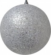 kerstbal glitter 28 cm glas wit