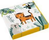 servetten Get Wild 33 cm papier wit/geel 16 stuks