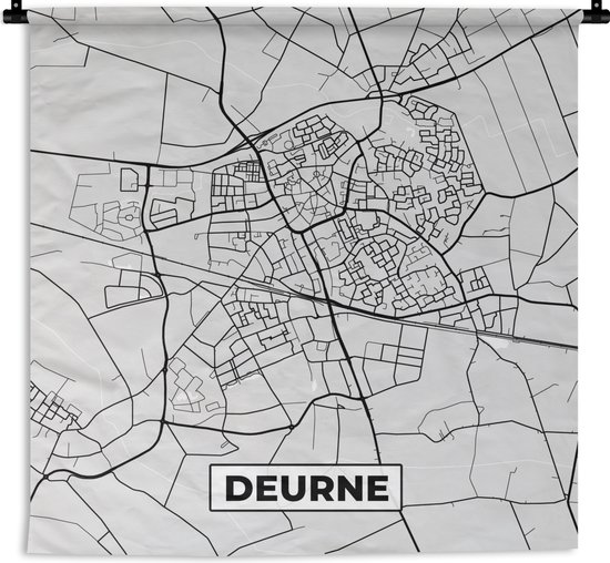 Tapisserie - Tissu mural - Deurne - Plan de la ville - Carte - Carte - Nederland - Wit - 120x120 cm - Tapisserie