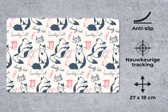 Muismat 27x18 cm - Mousepad Patronen - Kat - Quote - Roze - Meisjes - Kinderen - Kids - Muismatten