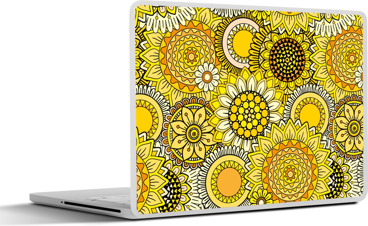 Laptop sticker - 10.1 inch - Zonnebloem - Patronen - Geel - 25x18cm - Laptopstickers - Laptop skin - Cover