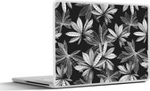 Laptop sticker - 10.1 inch - Zwart - Wit - Patronen - Bladeren - Natuur - 25x18cm - Laptopstickers - Laptop skin - Cover
