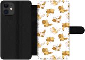 Telefoonhoesje Geschikt voor iPhone 12 Pro telefoonhoesje - Patronen - Kat - Kitten - Jongens - Meisjes - Kinderen - Kindje - Met vakjes - Wallet case met magneetsluiting
