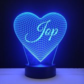 3D LED Lamp - Hart Met Naam - Jop